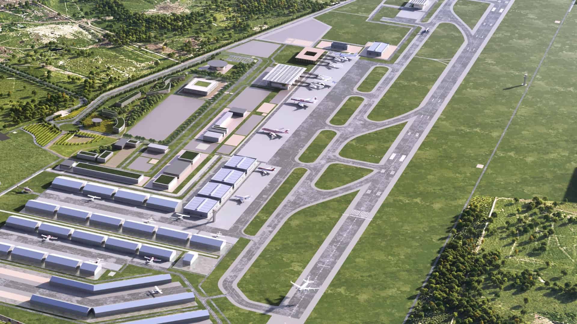 rendered image of new airport expansion