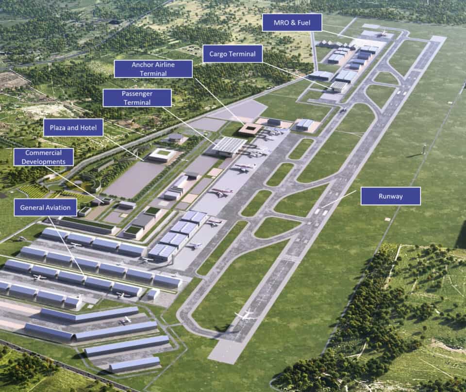 aerial layout of the new airport